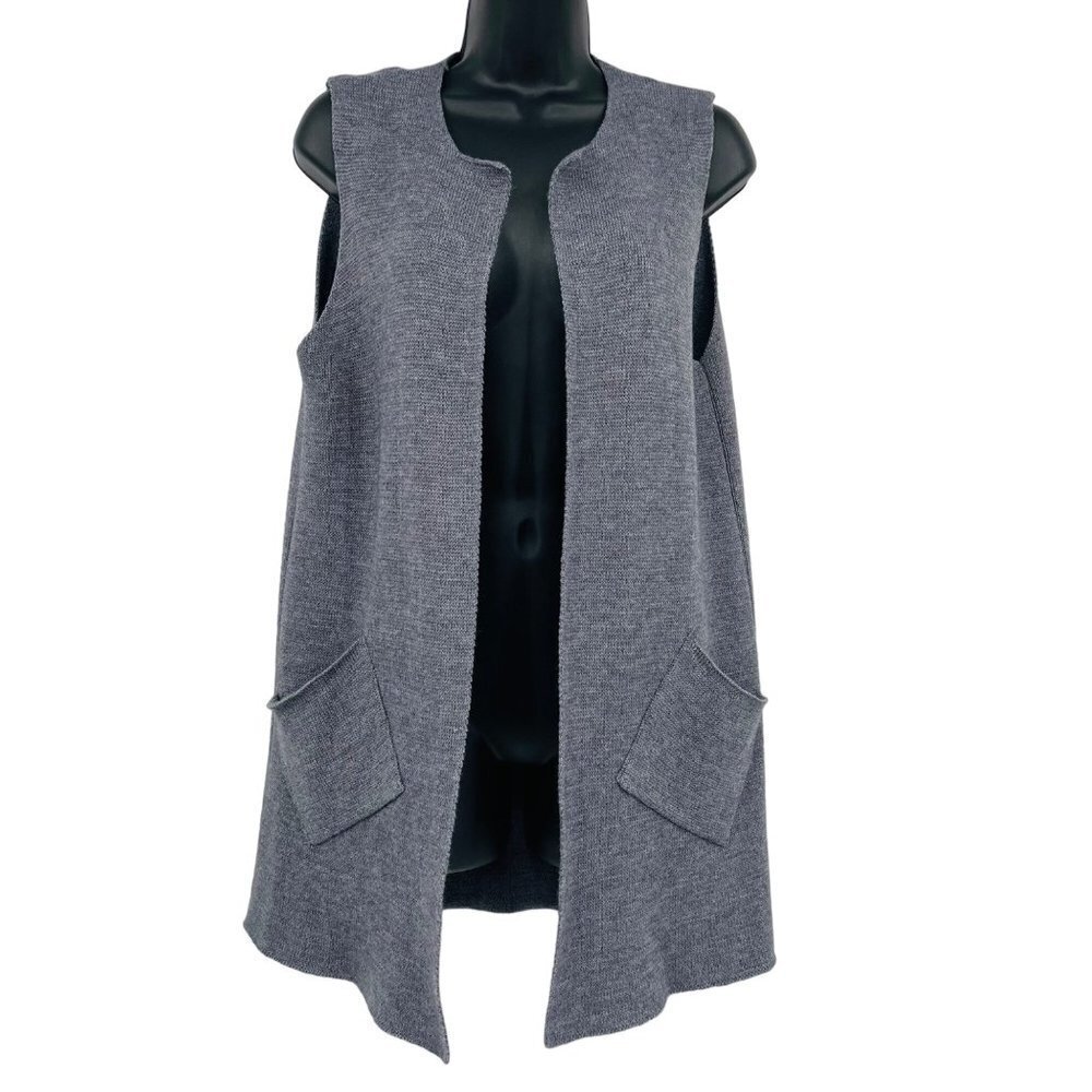 Cocogio Women's Wool Blend Sleeveless Open Front Cardigan Size M Lagenlook Knit